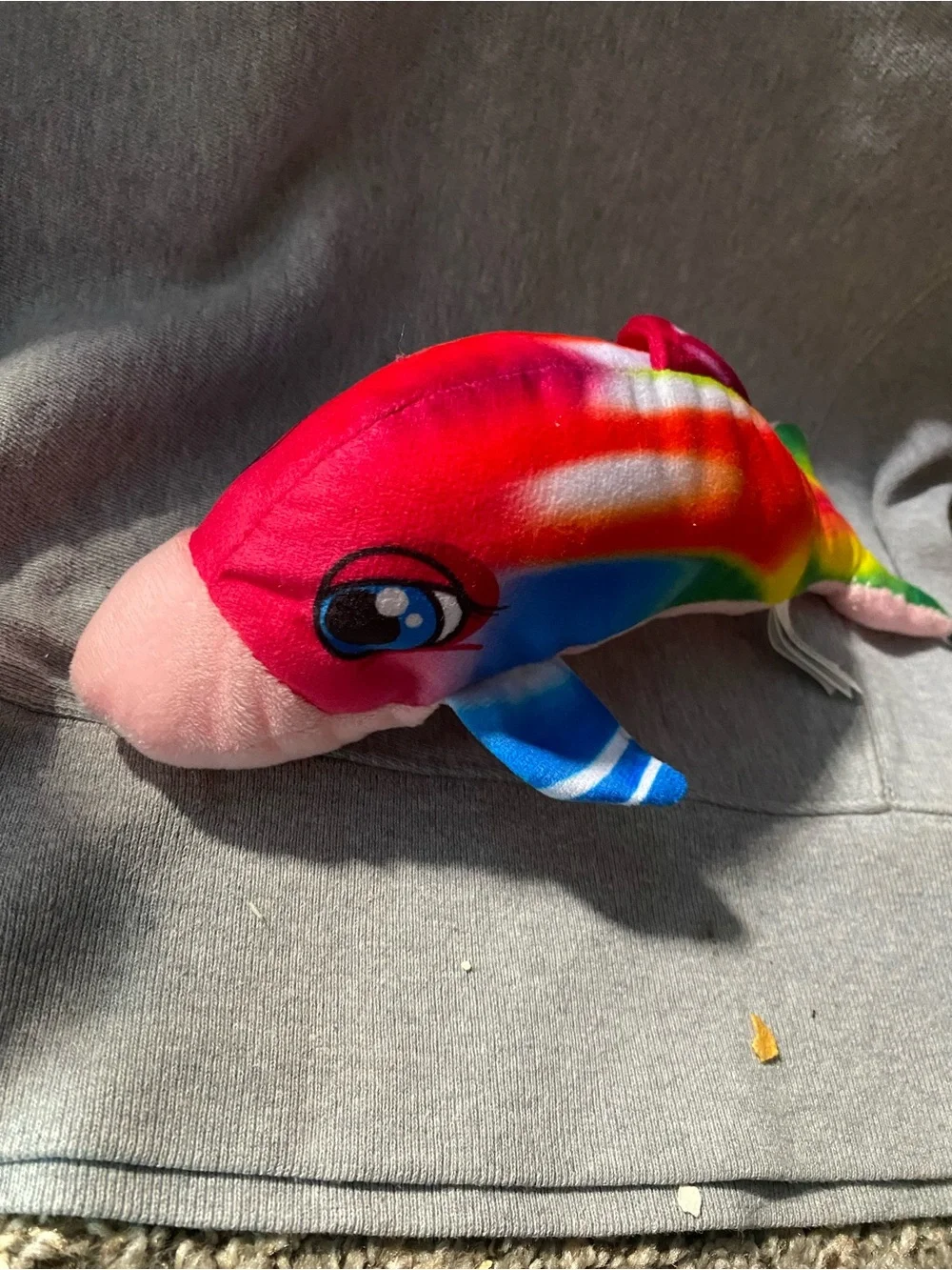 Rainbow tie-dye dolphins plush toy